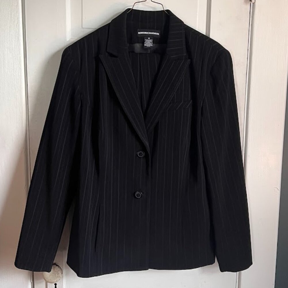 Norton McNaughton Black Pinstripe Pantsuit